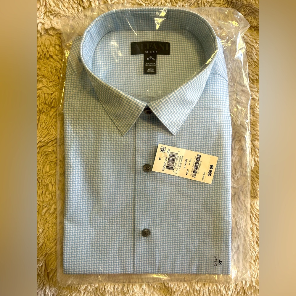 Men’s dress shirt blue and white